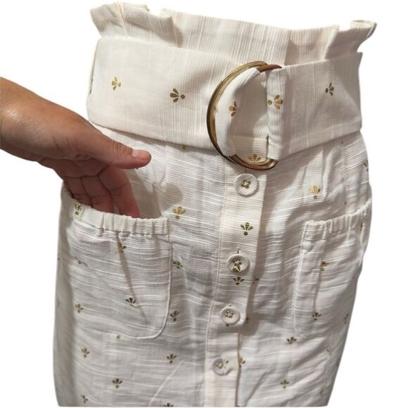 TULAROSA JENNA‎ BELTED BUTTON DOWN WHITE MIDI SKIRT SMALL NWT POCKETS - Picture 4 of 11